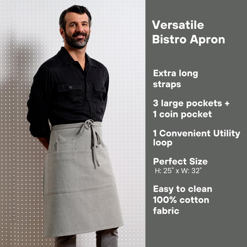MEEMA Bistro Half Apron for Men & Women | Half Aprons for Women With Pockets | Delantales Para Meseros | Waitress Aprons | Server Apron with Pocket - Image 5